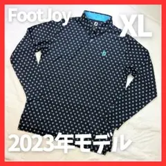 2023年モデル【フットジョイ】総柄フラワー吸汗速乾ストレッチ長袖ポロシャツXL