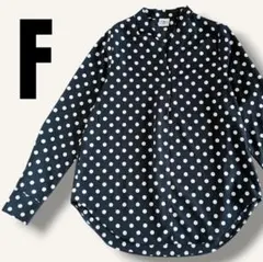 レディース　ブラウス　シャツ　ドット柄　スキッパー　ブラック