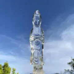 【開運】観音菩薩　クリスタル　ガラス　仏像　彫刻 約17cm 水晶　運気上昇 開運】観音菩薩 クリスタル ガラス 仏像 彫刻 約17cm 水晶 運気上昇