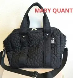 マリークワント MARYQUANT デイジーキルト ボストンバッグ 黒