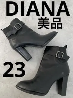 美品　ダイアナ　DIANA チャンキーヒール　ベルト付　ショートブーツ　レザー