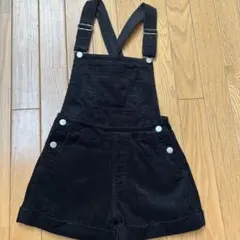 Lovetoxic コーデュロイ ショートオーバーオール 黒 140cm