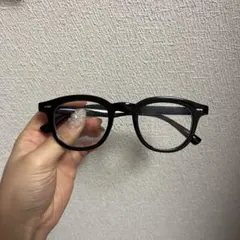 ブラック ラウンド型 メガネ　ブルーライトカット