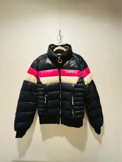 Crust ストライプデザイン ダウンジャケット ネイビー