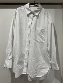 G U ホワイト 長袖シャツ ポケット付き 綿