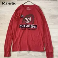 【古着】Majestic MLB ナショナルズ　ロンT 2019 優勝記念　L