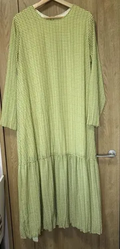 新品未使用品　タグ付き　カスタネ　グリーンチェック ロングワンピース 長袖