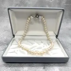 テリ良好アコヤ本真珠8.5～9.0mmパールネックレスシルバー刻印41cm