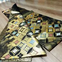 圧巻の金色刺繍&極美品【袋帯 佐賀錦 成人式 正絹 帯 結婚式 訪問着 着物】のサムネイル