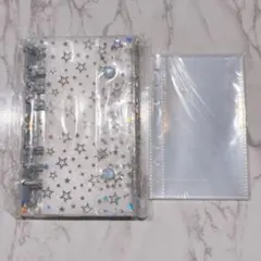 シール帳 クリアバインダー A6 リフィル10枚セット ブルー 水色 星