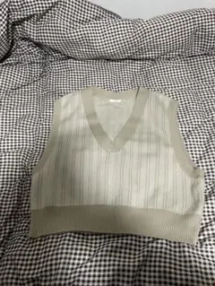 GU ベージュ Vネック ニットベスト