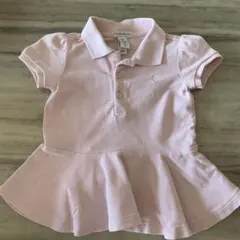 ピンク ポロシャツ風ワンピース 半袖