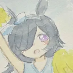 ウマ娘 ライスシャワー ファンアート 手描きイラスト コピック 色紙
