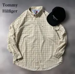 古着00s TommyHilfiger ポプリン白ボタンダウンシャツ【AB35】