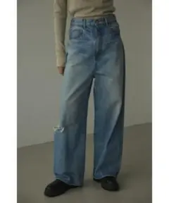 ブラックバイマウジー loose straight crash denim