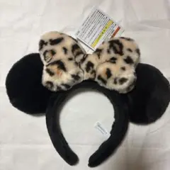 ヒョウ柄リボン付きミッキー耳カチューシャ