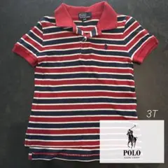 Polo Ralph Lauren ポロシャツ 赤・紺・白ストライプ 3T
