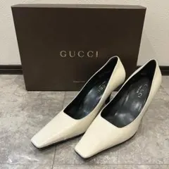 GUCCI グッチ スクエアトゥ レザーパンプス 23.5cm相当