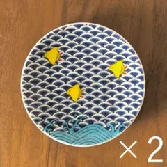 九谷焼 新品 波 葛飾北斎 小皿 2枚 青郊窯 - メルカリ
