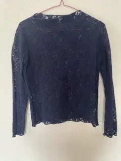 GU ネイビー レース 長袖 トップス