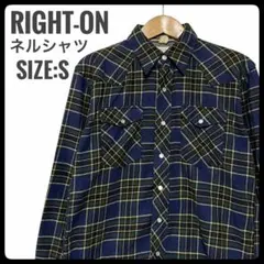 【美品】BACK NUMBER ウエスタン ネルシャツ S チェック柄 紺×黄