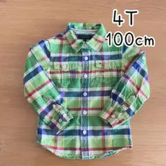 トミー ヒルフィガー キッズ 長袖 チェックシャツ ロールアップ 100cm