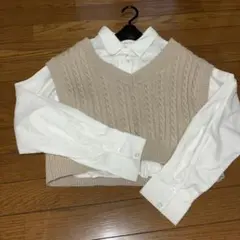 INGNI 重ね着風 ニットベスト シャツ