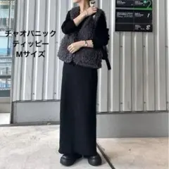 チャオパニックティッピー　あったかリブニットスカート PON M ブラック