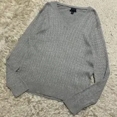 美品 トミーヒルフィガー ピマコットン ケーブル ニット グレー XXLサイズ