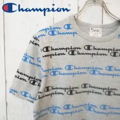 Champion チャンピオン 総柄ロゴプリント ワンポイント刺繍 Tシャツ