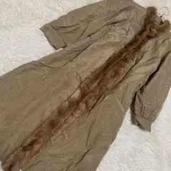 Leilian ファーシルクコート ベージュ 11号 高級感 大人