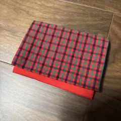 ファミリア風チェック赤　移動ポケット　ハンドメイド
