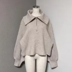 イング ハーフジップ 袖ボリューム ニット