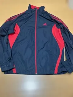adidas ナイロンジャケット ネイビー/レッド
