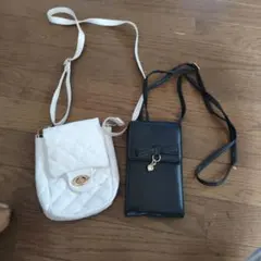 ホワイト＆ブラック キルティングショルダーバッグセット
