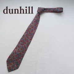 ダンヒル ネクタイ 青灰色 ペイズリー柄 高級感 イタリア製 上品【n8666】