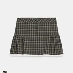 ZARA レースチェックミニスカート XL