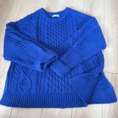 GLOBAL WORK ケーブル編みブルーセーター