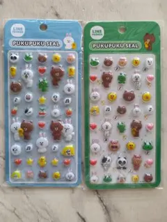 正規品　LINEFRIENDS　ラインフレンズ　ぷくぷくシール　2種セット