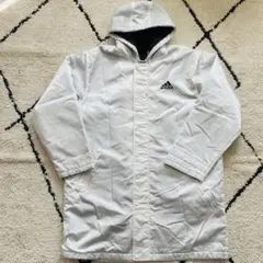 adidas アディダス ベンチコート ホワイト Lサイズ ロング丈 裏ボア