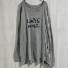 ソノマ【XXL】長袖カットソー ラグランプリント ビッグサイズ 灰 デイリー