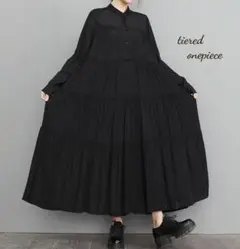 【新品】ティアードワンピース ロング シャツワンピース サックワンピース 長袖