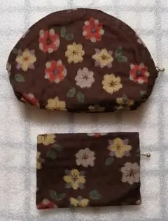手作り　和風ポーチとティッシュケースのセット