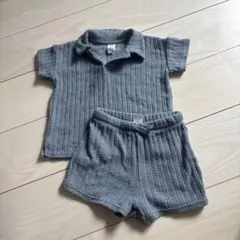 H&M ベビー セットアップ ワッフル素材 ブルーのサムネイル