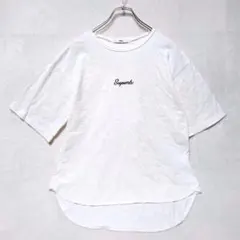 グレイル ロゴ刺繍 半袖 Tシャツ ラウンド 裾 白 (F) 綿
