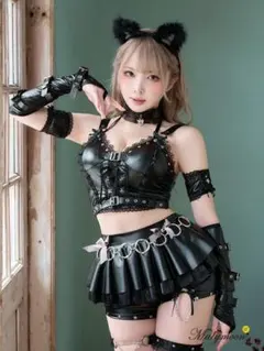断*)様 レディブラックレザーウルフヴィラン Malymoon マリームーン