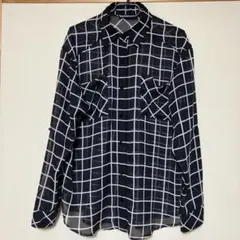 INGNI シアー 黒白チェック長袖シャツブラウス