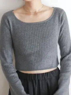 ungridグレー クロップド 長袖 ニット