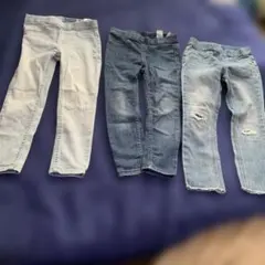 100cm~ 3~4歳キッズ デニムパンツ 3点セット