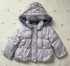 メゾピアノ ファー リボン刺繍 ダウンコート パープル 110cm